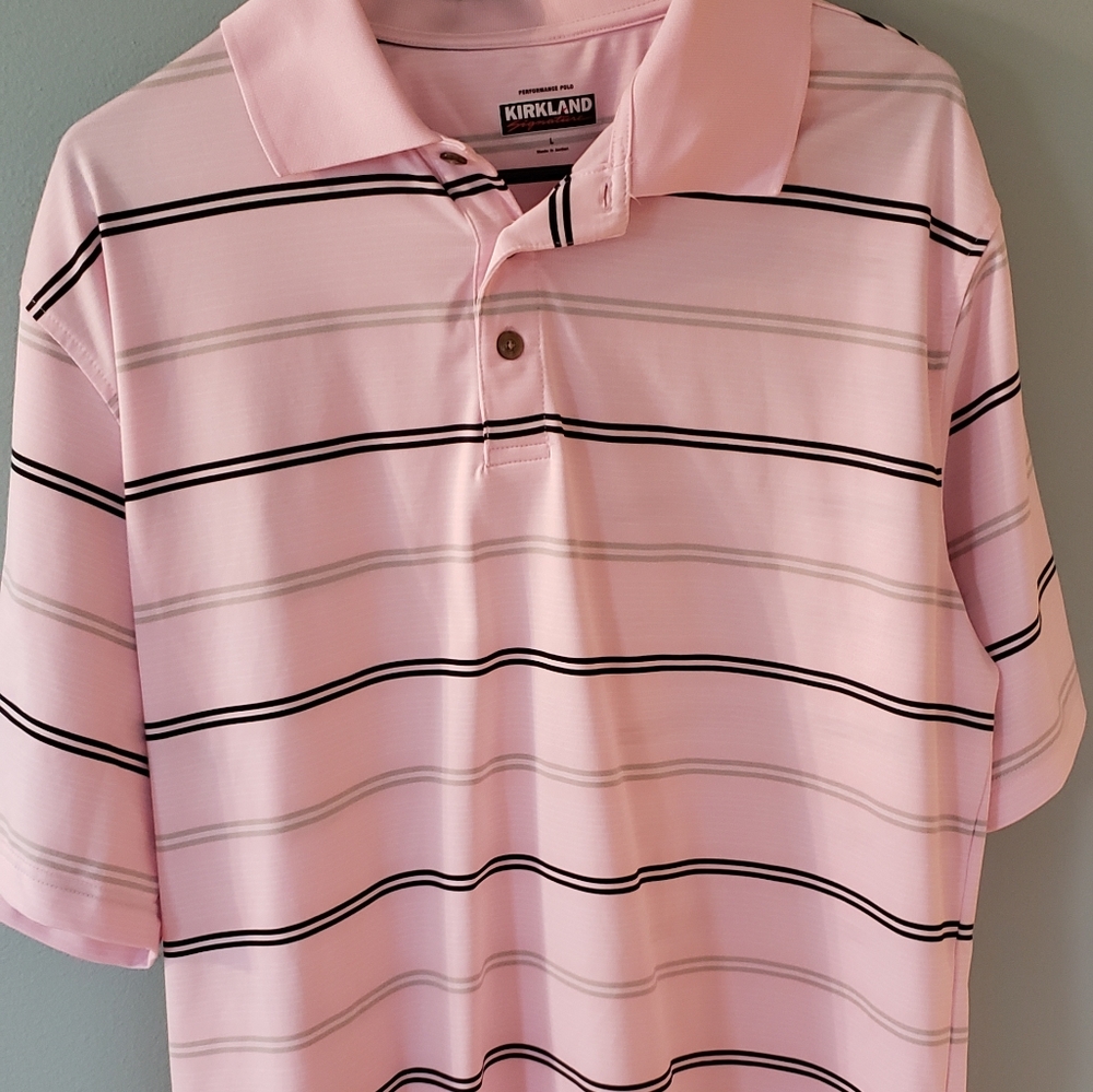 Pink with stripes polo